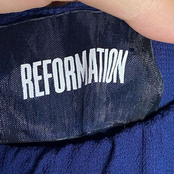 Reformation Midi Navy Dress Size 10 - Picture 4 of 4